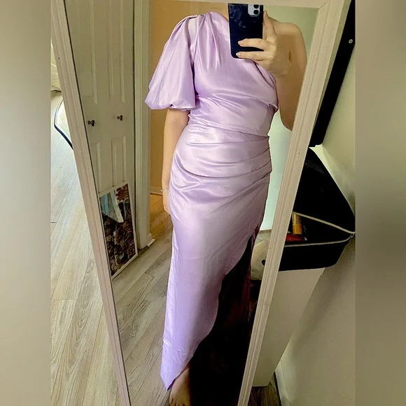 strapless open back dress Zora One Shoulder Pleated Midi Dress main image 0